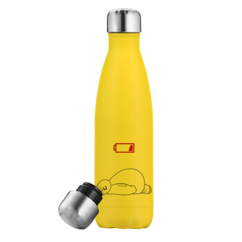 Baymax battery low, Yellow Stainless Steel Metallic Thermos, double-walled, 500ml