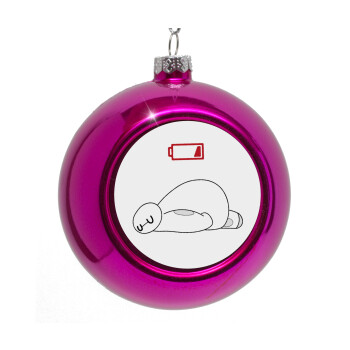 Baymax battery low, Purple Christmas tree ornament bauble 8cm