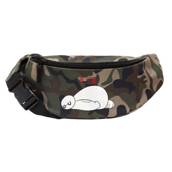 Baymax battery low, Unisex τσαντάκι μέσης (μπανάνα) χρώματος παραλλαγή Jungle με 2 τσέπες