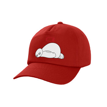 Baymax battery low, Adult Baseball Cap, 100% Cotton, Red (COTTON, ADULT, UNISEX, ONE SIZE)