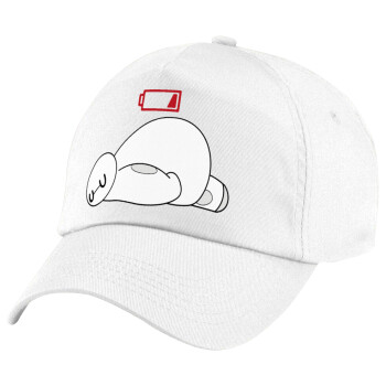 Baymax battery low, Children's Baseball Cap, 100% Cotton Twill, White (COTTON, CHILDREN'S, UNISEX, ONE SIZE)