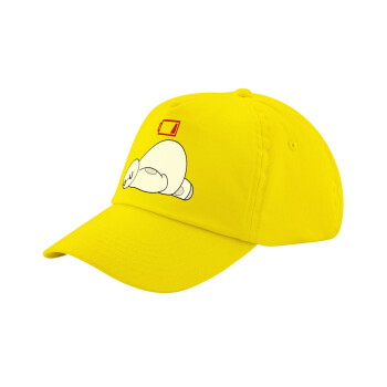 Baymax battery low, Child's Baseball Cap, 100% Cotton Twill, Yellow (COTTON, CHILD, UNISEX, ONE SIZE)