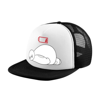 Baymax battery low, Καπέλο Ενηλίκων Soft Trucker με Δίχτυ Black/White (POLYESTER, ΕΝΗΛΙΚΩΝ, UNISEX, ONE SIZE)