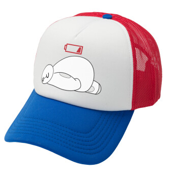 Baymax battery low, Καπέλο Ενηλίκων Soft Trucker με Δίχτυ Red/Blue/White (POLYESTER, ΕΝΗΛΙΚΩΝ, UNISEX, ONE SIZE)