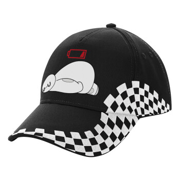 Baymax battery low, Adult Ultimate BLACK RACING Cap, (100% COTTON DRILL, ADULT, UNISEX, ONE SIZE)