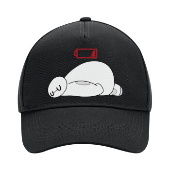 Baymax battery low, Adult Ultimate Hat BLACK, (100% COTTON DRILL, ADULT, UNISEX, ONE SIZE)