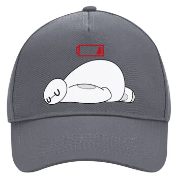 Baymax battery low, Ultimate Adult Hat Grey, (100% COTTON DRILL, ADULT, UNISEX, ONE SIZE)