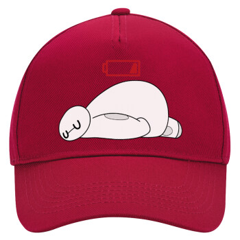 Baymax battery low, Adult Ultimate Hat RED, (100% COTTON DRILL, ADULT, UNISEX, ONE SIZE)