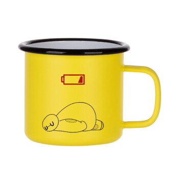 Baymax battery low, Metallic enamel MATT Yellow cup 360ml