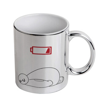 Baymax battery low, Mug ceramic, silver mirror, 330ml