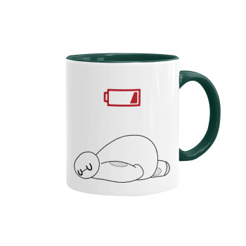 Baymax battery low, Mug colored green, ceramic, 330ml