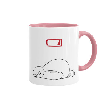 Baymax battery low, Mug colored pink, ceramic, 330ml