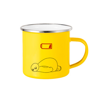 Baymax battery low, Yellow Enamel Metallic Cup 360ml