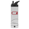 Metallic thermos bottle with straw & handle, stainless steel (Stainless steel 304), double-walled, 600ml.