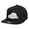 Children's Flat Snapback Hat, Black (100% COTTON, CHILD, UNISEX, ONE SIZE)