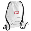 Backpack pouch GYMBAG white, with pocket (40x48cm) & thick cords