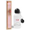 Easter Set, metallic aluminum bottle (500ml) & aromatic flat Easter candle (30cm) (PINK)