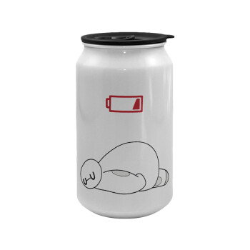 Baymax battery low, Κούπα ταξιδιού μεταλλική με καπάκι (tin-can) 500ml