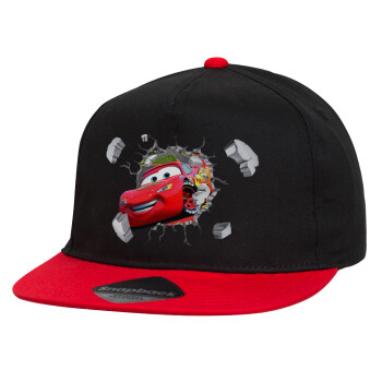 Brick McQueen, Children's Flat Snapback Hat, Black/Red (100% COTTON, CHILDREN'S, UNISEX, ONE SIZE)