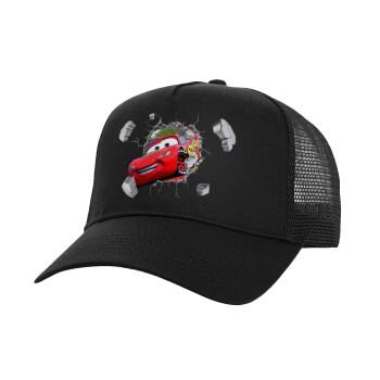 Brick McQueen, Structured Trucker Adult Hat, with Mesh, Black (100% COTTON, ADULT, UNISEX, ONE SIZE)