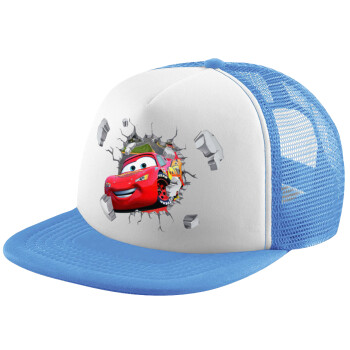 Brick McQueen, Child's Soft Trucker Hat with Blue/White Mesh (POLYESTER, CHILD, ONE SIZE)