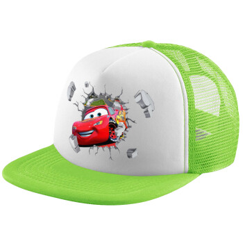 Brick McQueen, Adult Soft Trucker Hat with Mesh GREEN/WHITE (POLYESTER, ADULT, ONE SIZE)