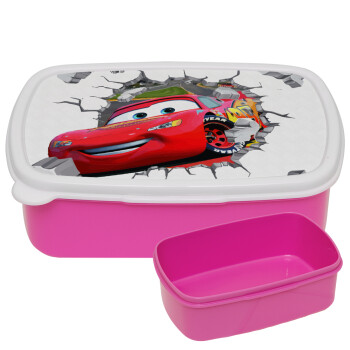 Brick McQueen, ΡΟΖ παιδικό δοχείο φαγητού (lunchbox) πλαστικό (BPA-FREE) Lunch Βox M18 x Π13 x Υ6cm