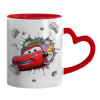 Mug heart red handle, ceramic, 330ml