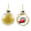 Transparent Christmas tree ball ornament with gold filling 8cm