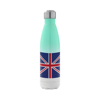 UK Flag, Metal mug thermos Green/White (Stainless steel), double wall, 500ml