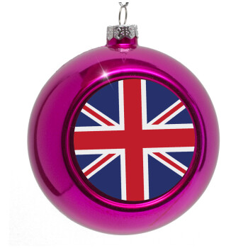 UK Flag, Purple Christmas tree ornament bauble 8cm