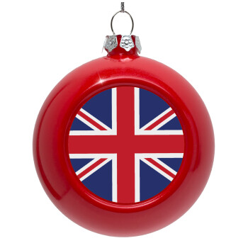 UK Flag, Red Christmas tree ornament bauble 8cm