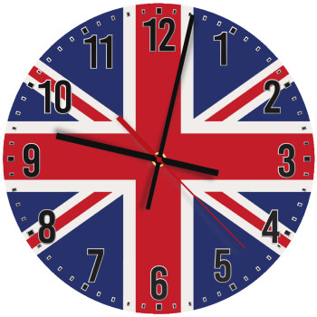 UK Flag, Ρολόι τοίχου ξύλινο (30cm)