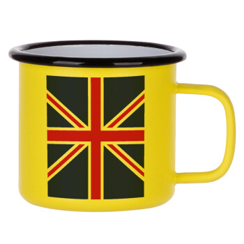 UK Flag, Metallic enamel MATT Yellow cup 360ml