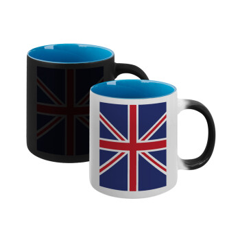 UK Flag, Κούπα Μαγική εσωτερικό μπλε, κεραμική 330ml που αλλάζει χρώμα με το ζεστό ρόφημα (1 τεμάχιο)