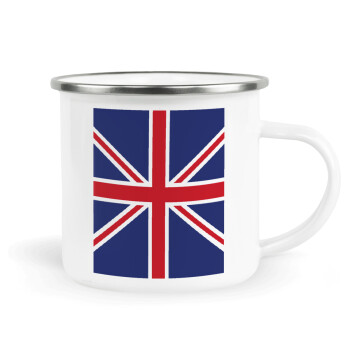 UK Flag, Metallic enamel cup white 360ml