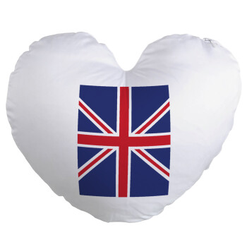 UK Flag, Μαξιλάρι καναπέ καρδιά 40x40cm περιέχεται το  γέμισμα
