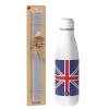 Easter Set, metallic stainless thermos bottle (500ml) & scented flat Easter candle (30cm) (GRAY)