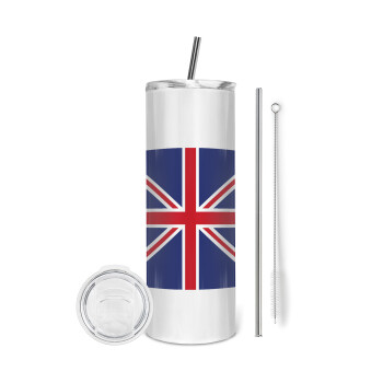 UK Flag, Tumbler stainless steel 600ml, with metal straw & cleaning brush