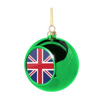 UK Flag, Green Christmas tree ornament ball 8cm