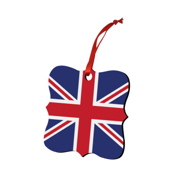 UK Flag, Χριστουγεννιάτικο στολίδι polygon ξύλινο 7.5cm