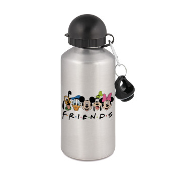Friends characters, Μεταλλικό παγούρι νερού, Ασημένιο, αλουμινίου 500ml