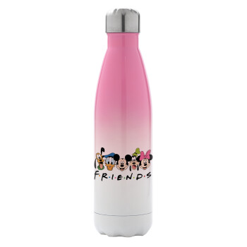 Friends characters, Metal mug thermos Pink/White (Stainless steel), double wall, 500ml