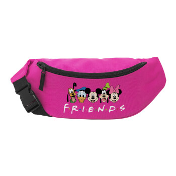 Friends characters, Unisex τσαντάκι μέσης (μπανάνα) χρώματος ΡΟΖ με 2 τσέπες