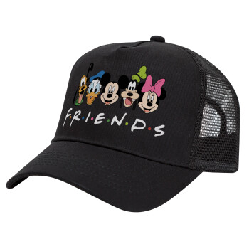 Friends characters, Trucker Hat with Mesh, Black, (COTTON, KIDS, UNISEX, ONE SIZE)