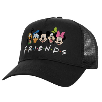 Friends characters, Καπέλο Ενηλίκων Structured Trucker, με Δίχτυ, Μαύρο (100% ΒΑΜΒΑΚΕΡΟ, ΕΝΗΛΙΚΩΝ, UNISEX, ONE SIZE)