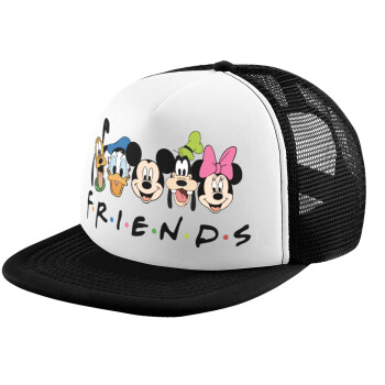 Friends characters, Child's Soft Trucker Hat with BLACK/WHITE Mesh (POLYESTER, CHILD, ONE SIZE)