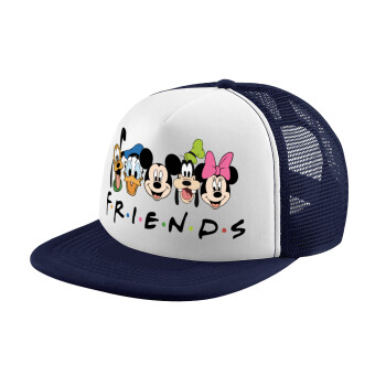 Friends characters, Children's Soft Trucker Cap with Dark Blue/White Mesh (POLYESTER, CHILDREN, ONE SIZE)