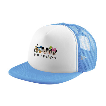 Friends characters, Child's Soft Trucker Hat with Blue/White Mesh (POLYESTER, CHILD, ONE SIZE)