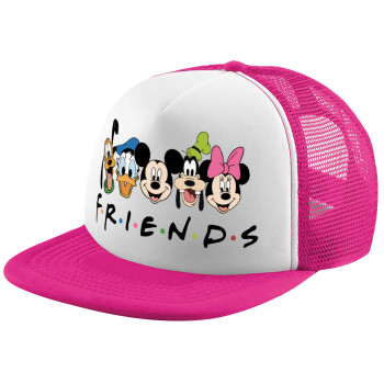 Friends characters, Καπέλο παιδικό Soft Trucker με Δίχτυ ΡΟΖ/ΛΕΥΚΟ (POLYESTER, ΠΑΙΔΙΚΟ, ONE SIZE)